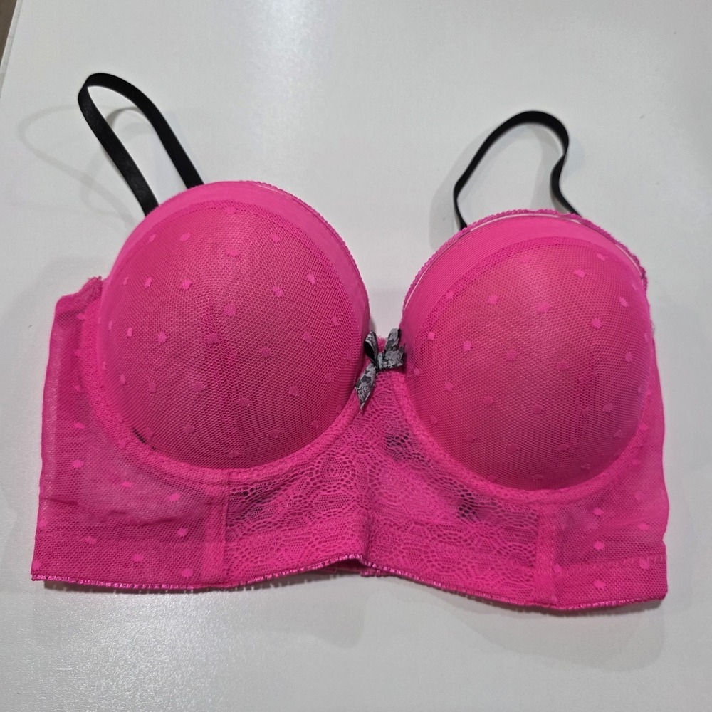 Body Frosting Bra‎ 34D Padded Underwire Hot Pink Lace Push Up Bra